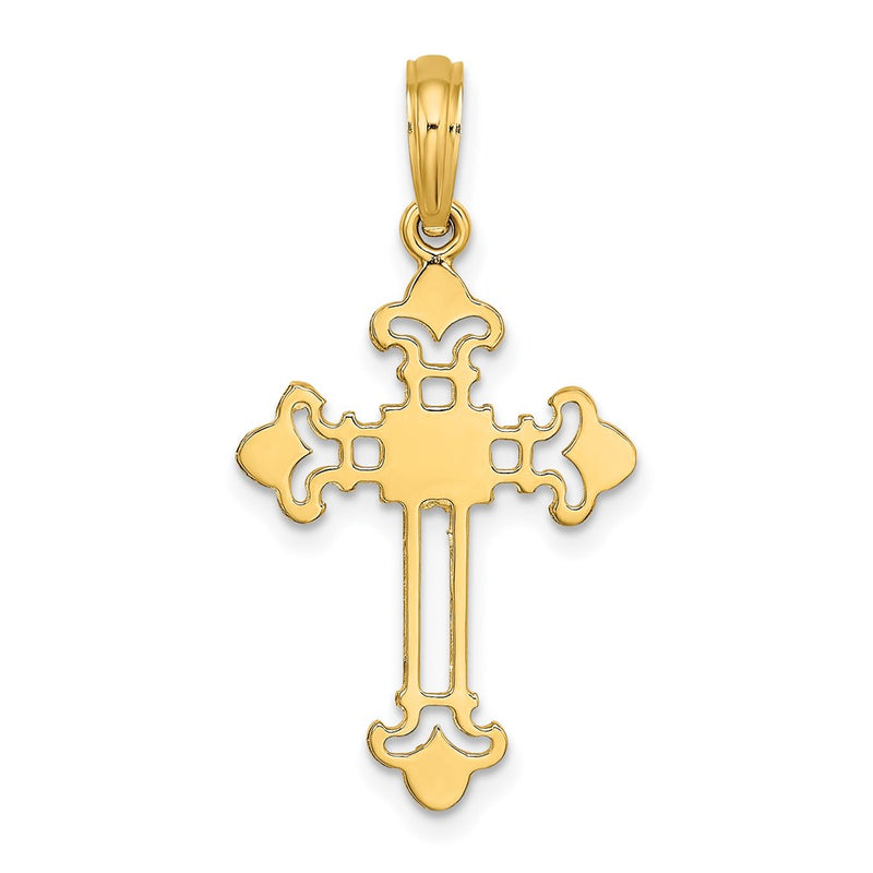 14K Yellow Gold Budded Cross Charm