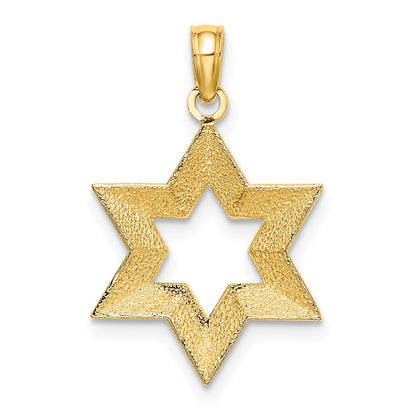 14K Yellow Gold Textured Star Of David Charm