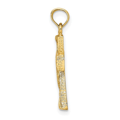 14K Yellow Gold Cut-Out Cross W/ Triangle Ends Charm