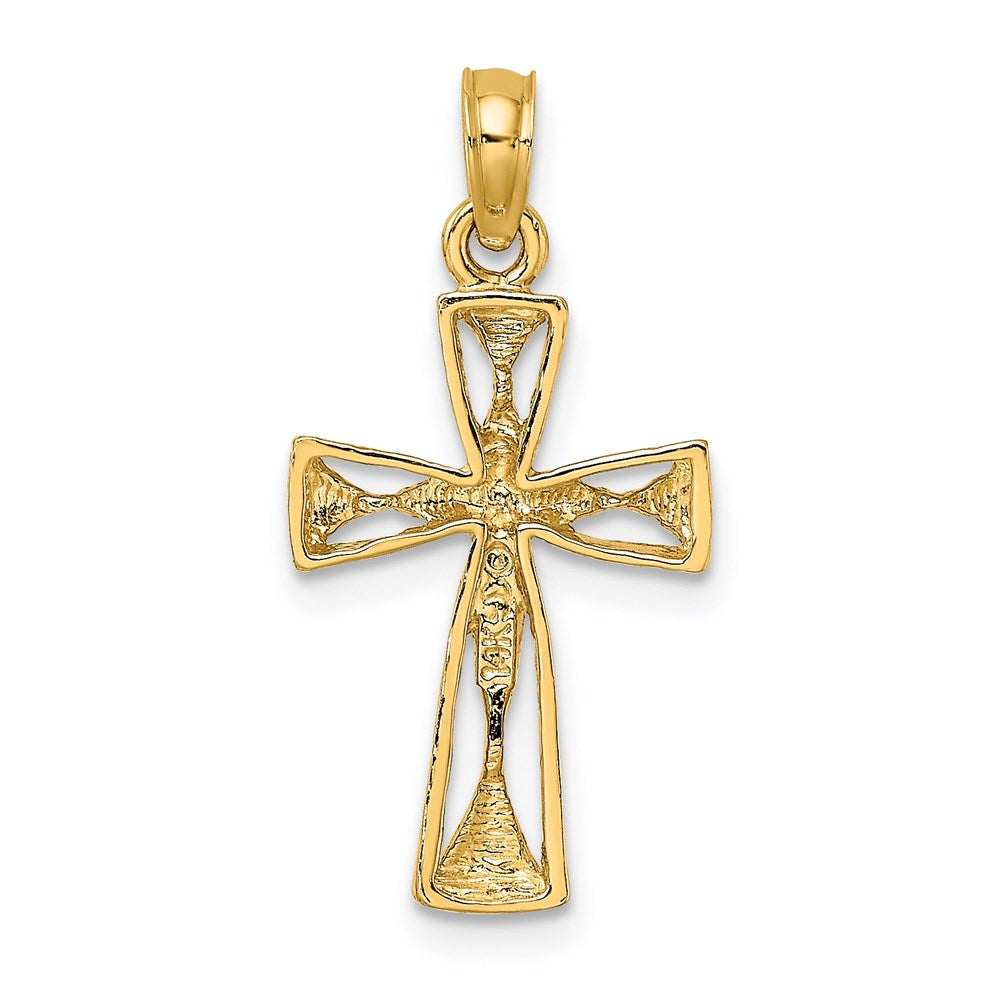 14K Yellow Gold Cut-Out Cross W/ Triangle Ends Charm
