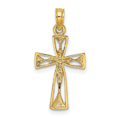 14K Yellow Gold Cut-Out Cross W/ Triangle Ends Charm