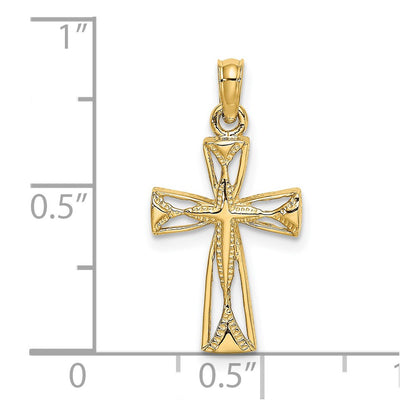 14K Yellow Gold Cut-Out Cross W/ Triangle Ends Charm