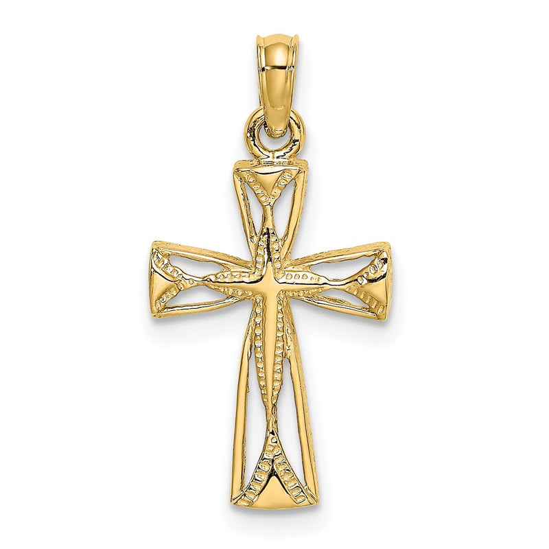 14K Yellow Gold Cut-Out Cross W/ Triangle Ends Charm