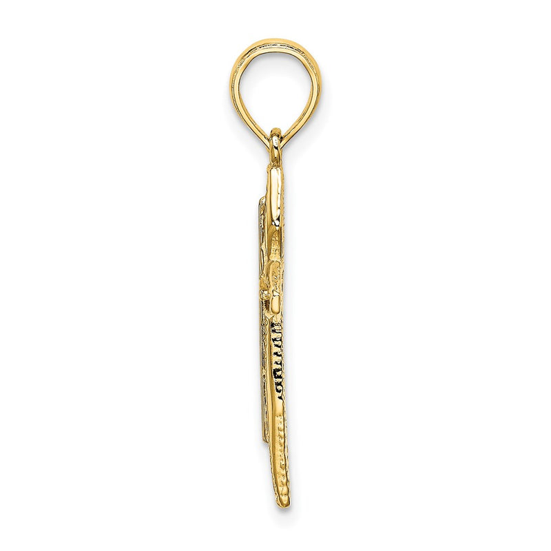 14K Yellow Gold Polished And Textured Cross Charm