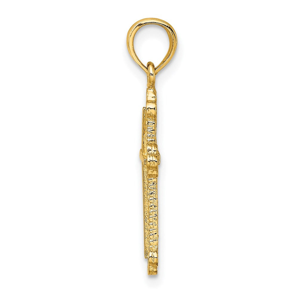 14K Yellow Gold Cross W/ Spade Tip Edges Charm