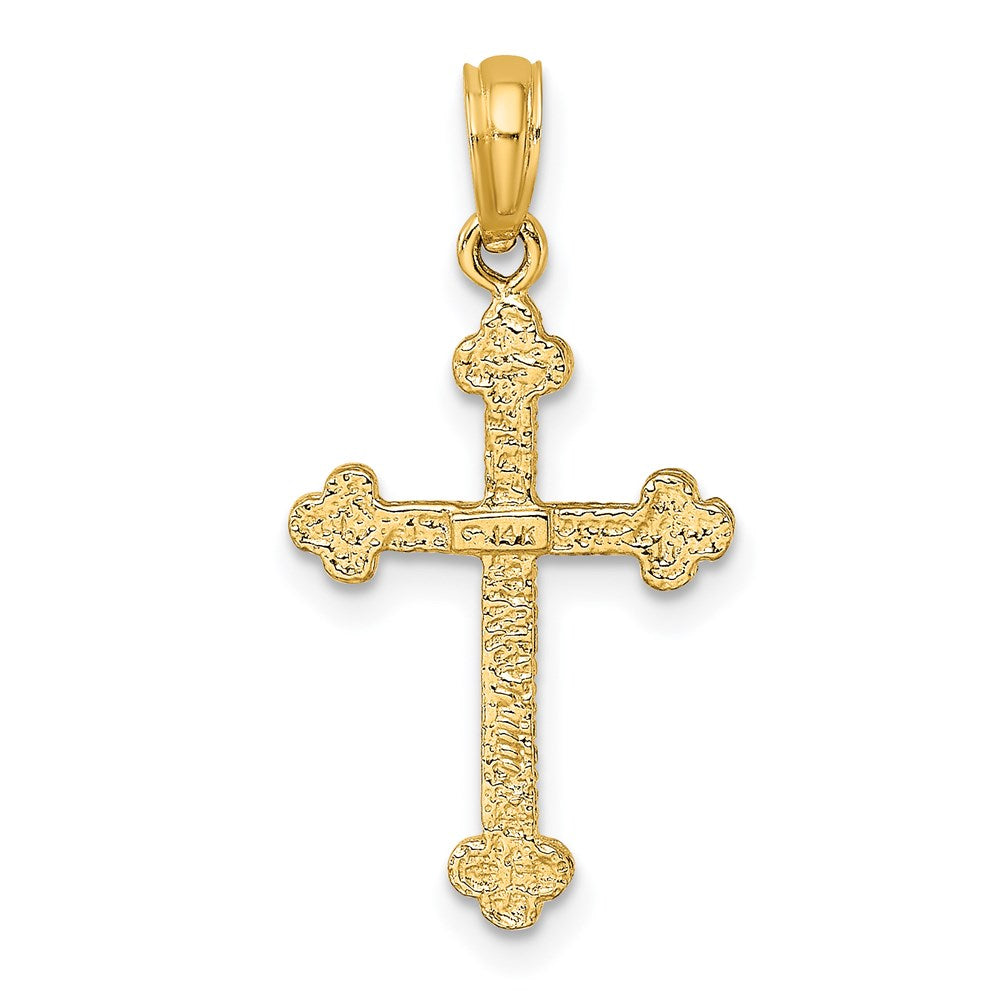 14K Yellow Gold Cross W/ Spade Tip Edges Charm