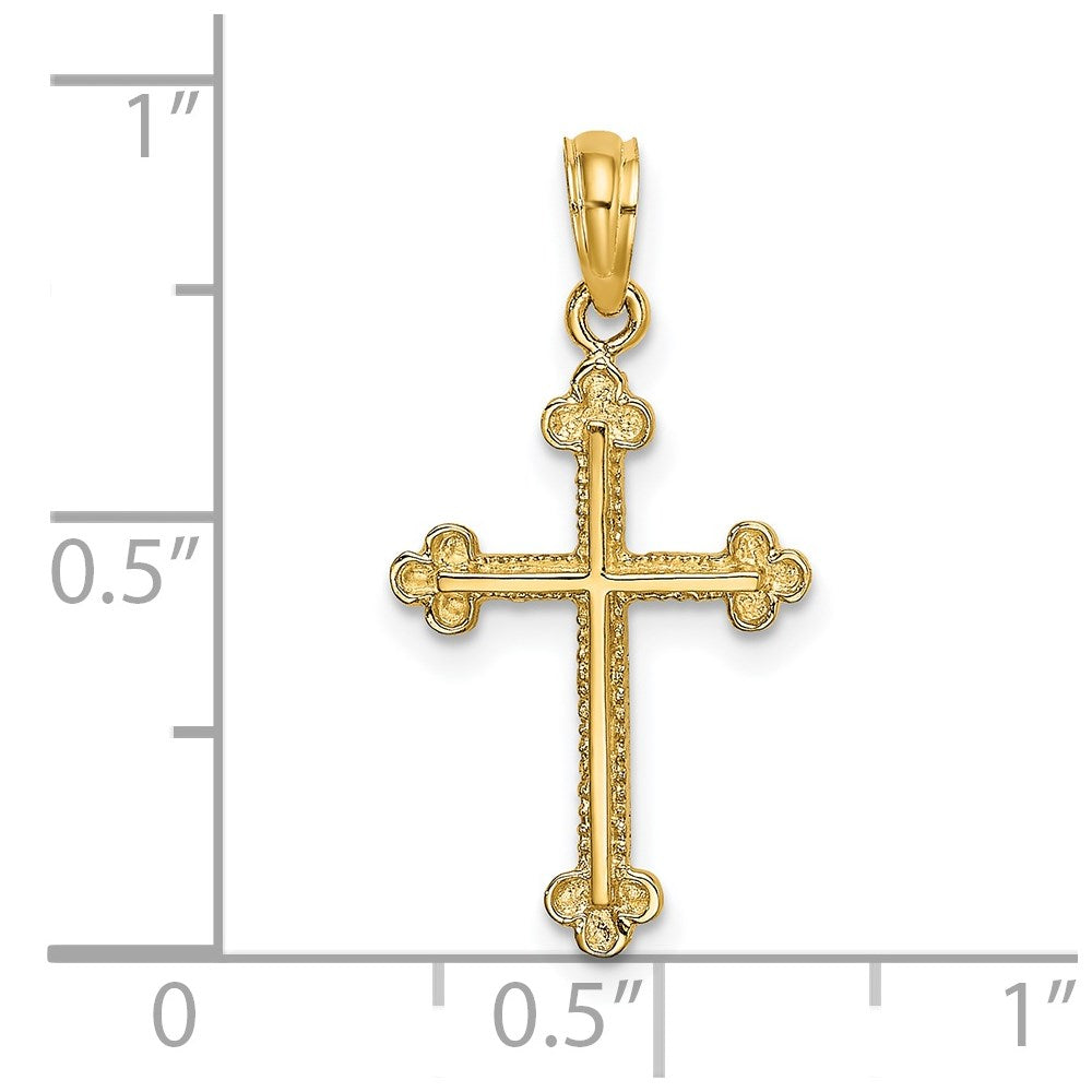 14K Yellow Gold Cross W/ Spade Tip Edges Charm