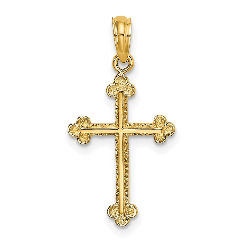 14K Yellow Gold Cross W/ Spade Tip Edges Charm