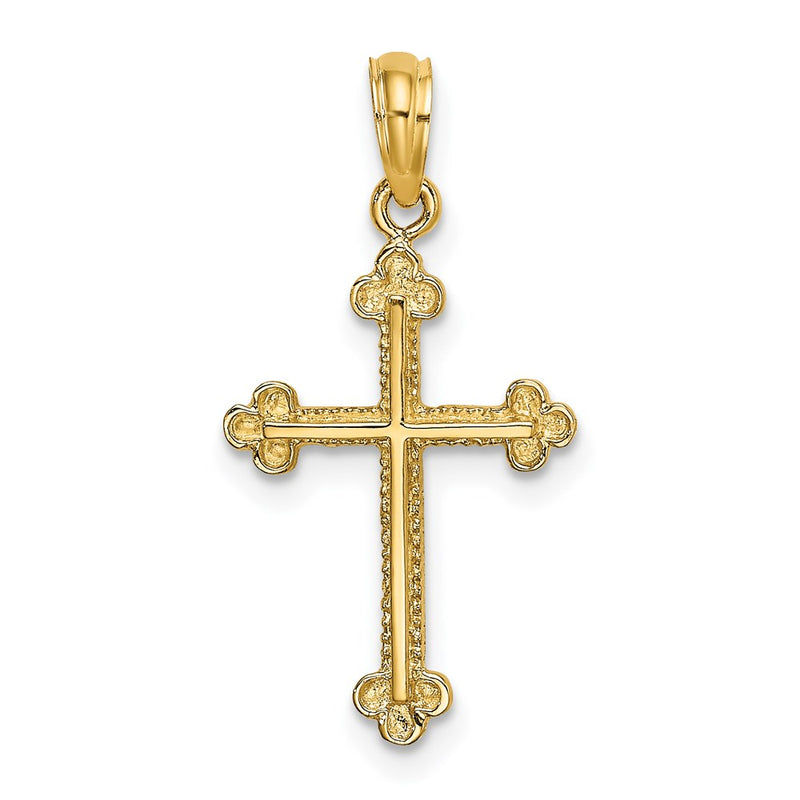 14K Yellow Gold Cross W/ Spade Tip Edges Charm
