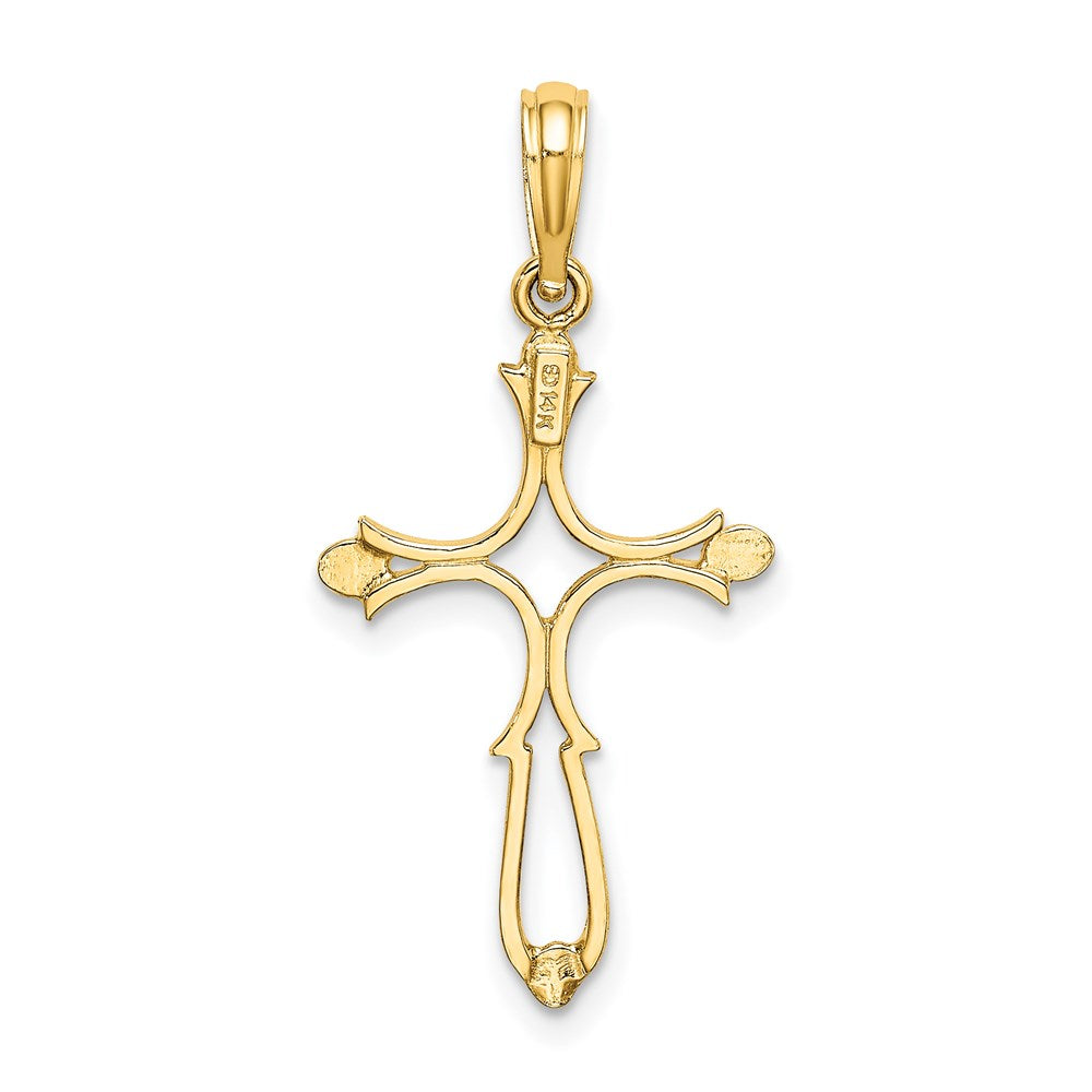 14K Yellow Gold Cross Cut-Out And Polished Charm