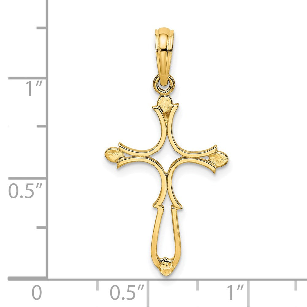 14K Yellow Gold Cross Cut-Out And Polished Charm
