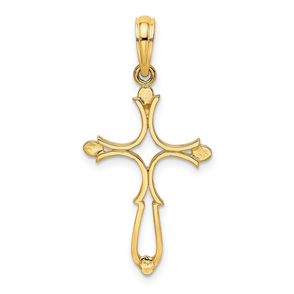 14K Yellow Gold Cross Cut-Out And Polished Charm