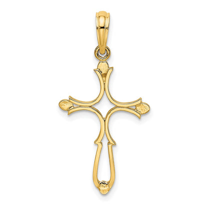 14K Yellow Gold Cross Cut-Out And Polished Charm