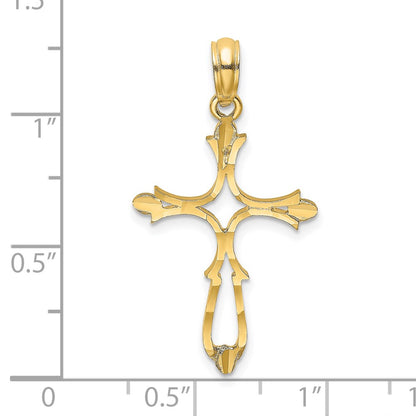 14K Yellow Gold D/C Cross Charm