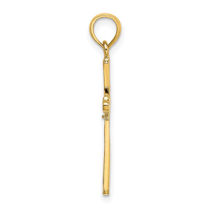 14K Yellow Gold Polished W/ X Center Cross Charm
