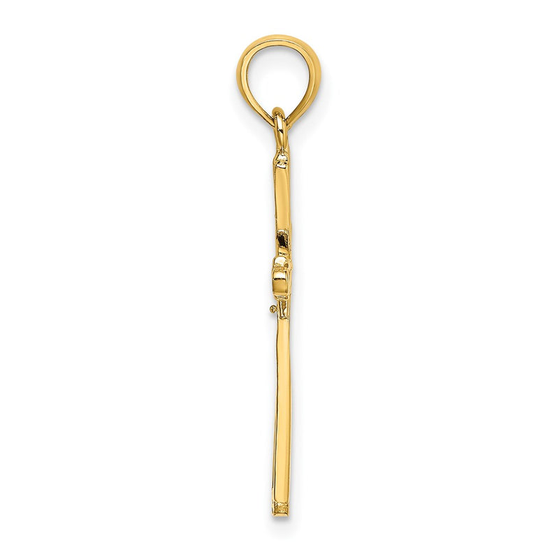14K Yellow Gold Polished W/ X Center Cross Charm