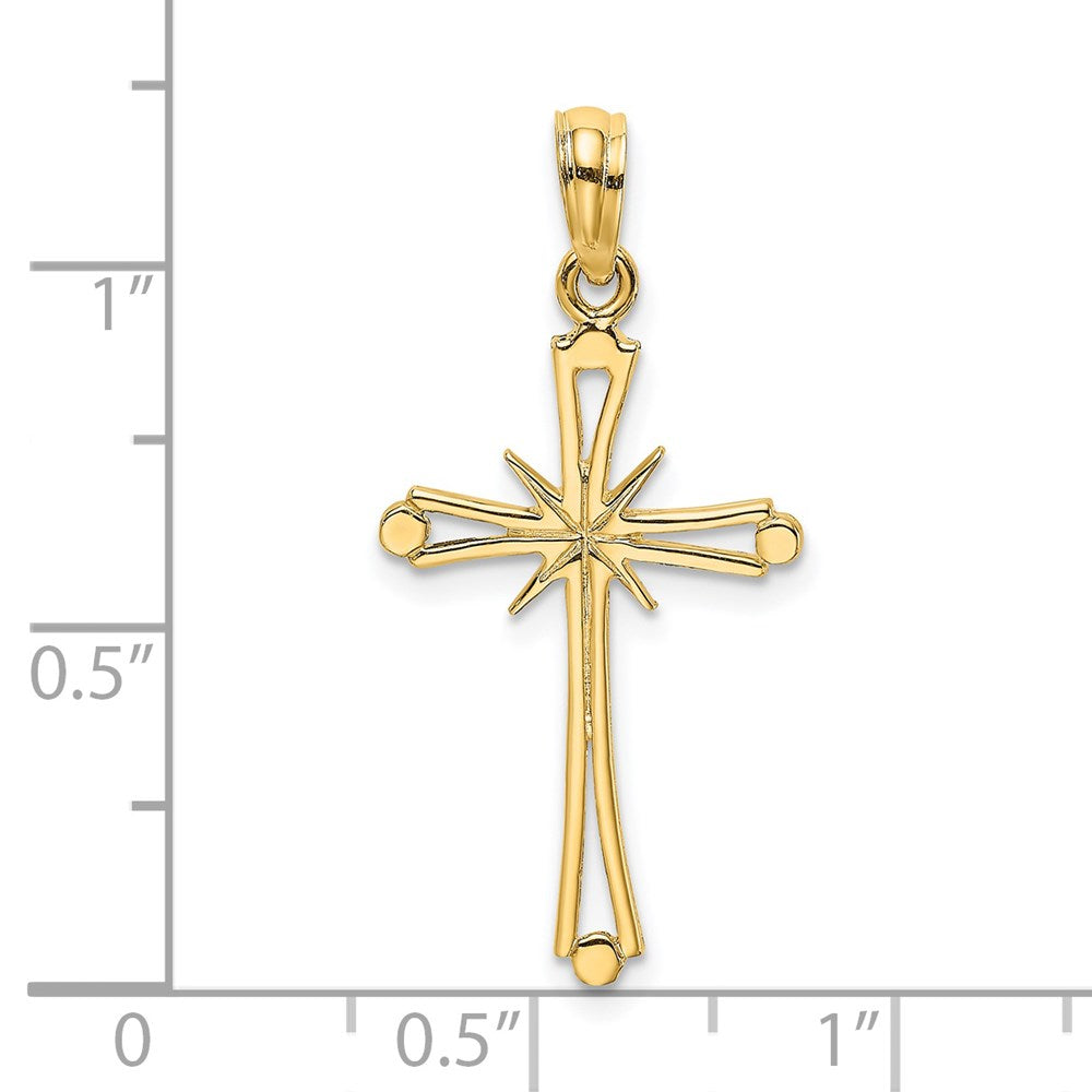 14K Yellow Gold Polished W/ X Center Cross Charm