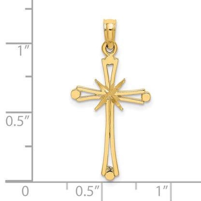 14K Yellow Gold D/C W/ X-Center On Cross Charm