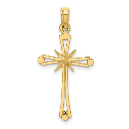 14K Yellow Gold D/C W/ X-Center On Cross Charm