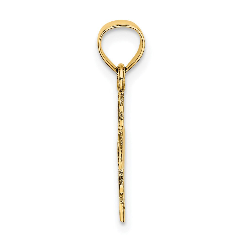 14K Yellow Gold Polished And Textured Cross Charm