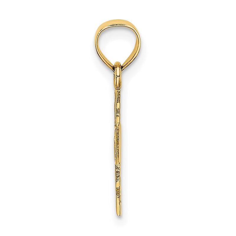 14K Yellow Gold Polished And Textured Cross Charm