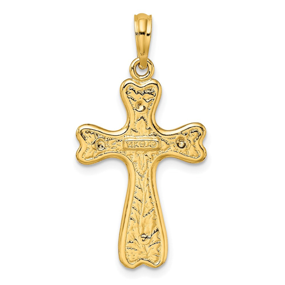 14K Yellow Gold Cross W/ Heart Shaped Ends Charm