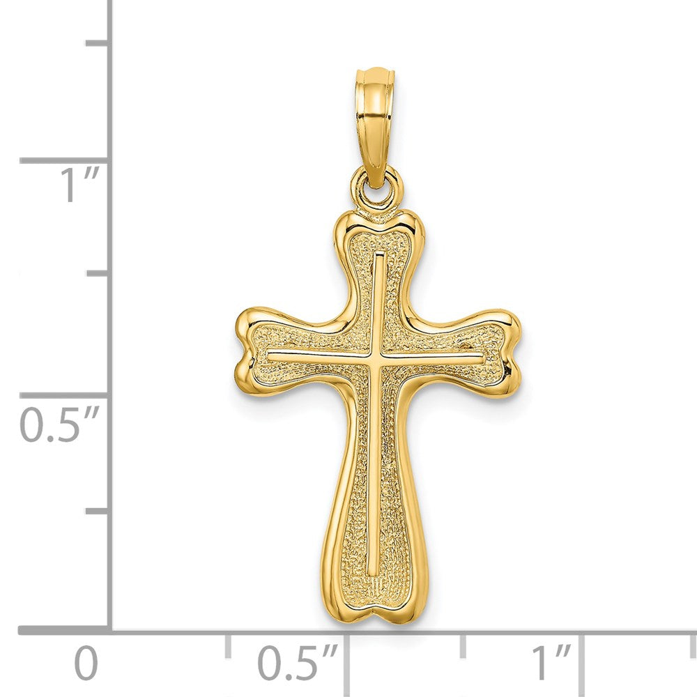 14K Yellow Gold Cross W/ Heart Shaped Ends Charm