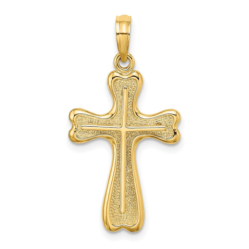 14K Yellow Gold Cross W/ Heart Shaped Ends Charm