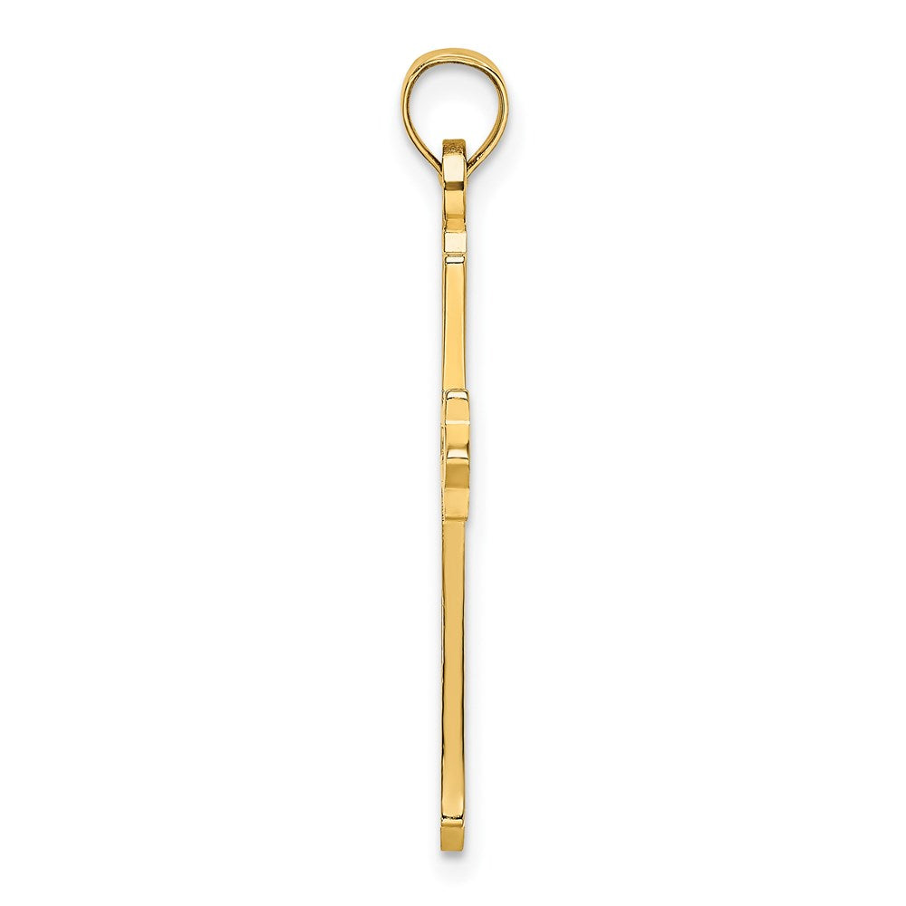 14K Yellow Gold Polished And Cut-Out Cross Charm