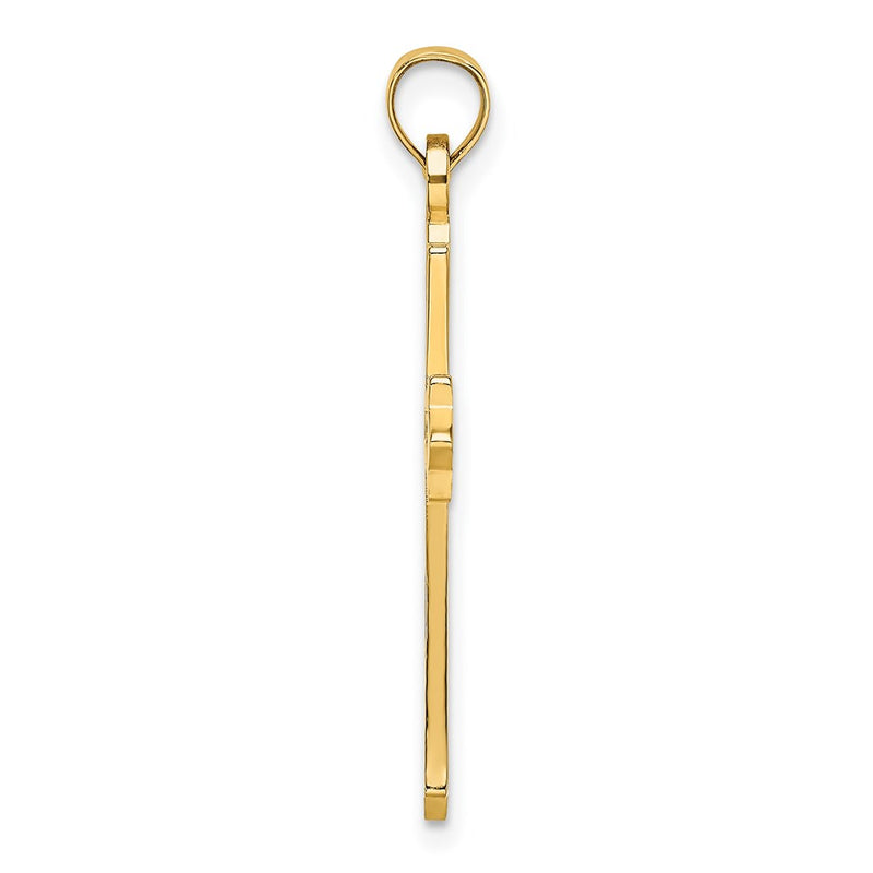 14K Yellow Gold Polished And Cut-Out Cross Charm