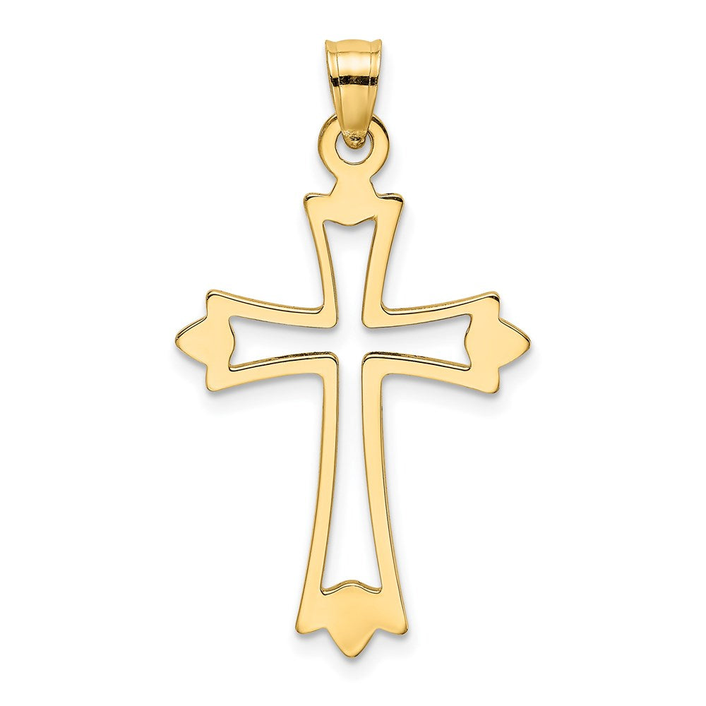 14K Yellow Gold Polished And Cut-Out Cross Charm