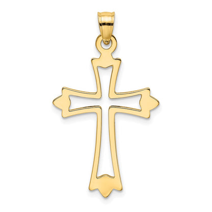 14K Yellow Gold Polished And Cut-Out Cross Charm