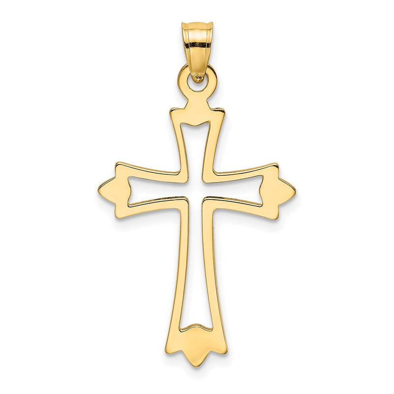 14K Yellow Gold Polished And Cut-Out Cross Charm