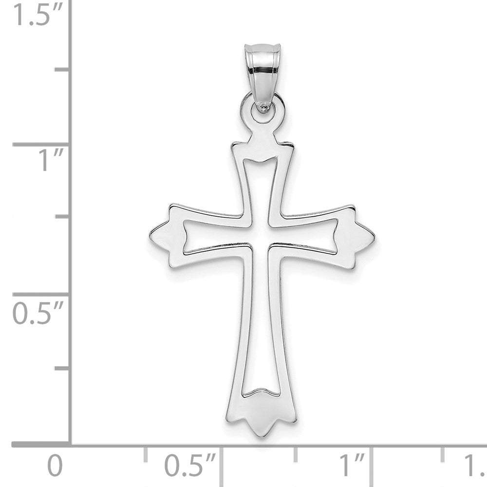 14K White Gold Polished And Cut-Out Cross Charm