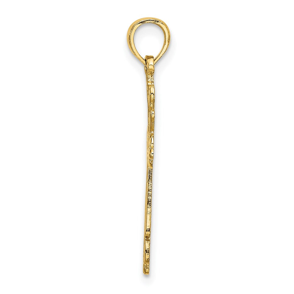 14K Yellow Gold Cross Cut-Out W/ Heart Ends Charm