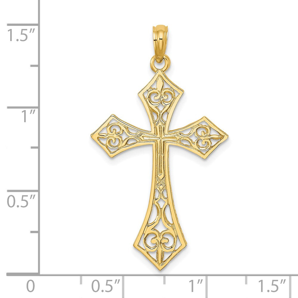 14K Yellow Gold Filigree Cross Charm