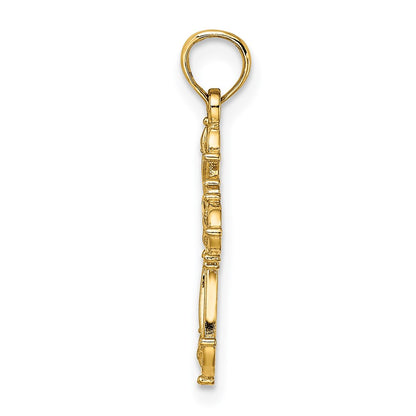 14K Yellow Gold Cut-Out Fancy Cross Charm