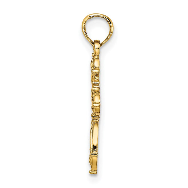 14K Yellow Gold Cut-Out Fancy Cross Charm