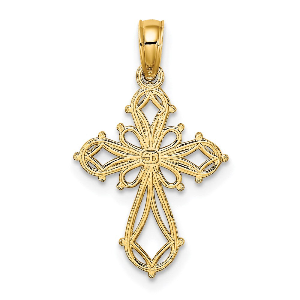 14K Yellow Gold Cut-Out Fancy Cross Charm