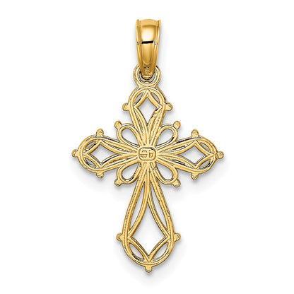 14K Yellow Gold Cut-Out Fancy Cross Charm