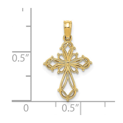 14K Yellow Gold Cut-Out Fancy Cross Charm