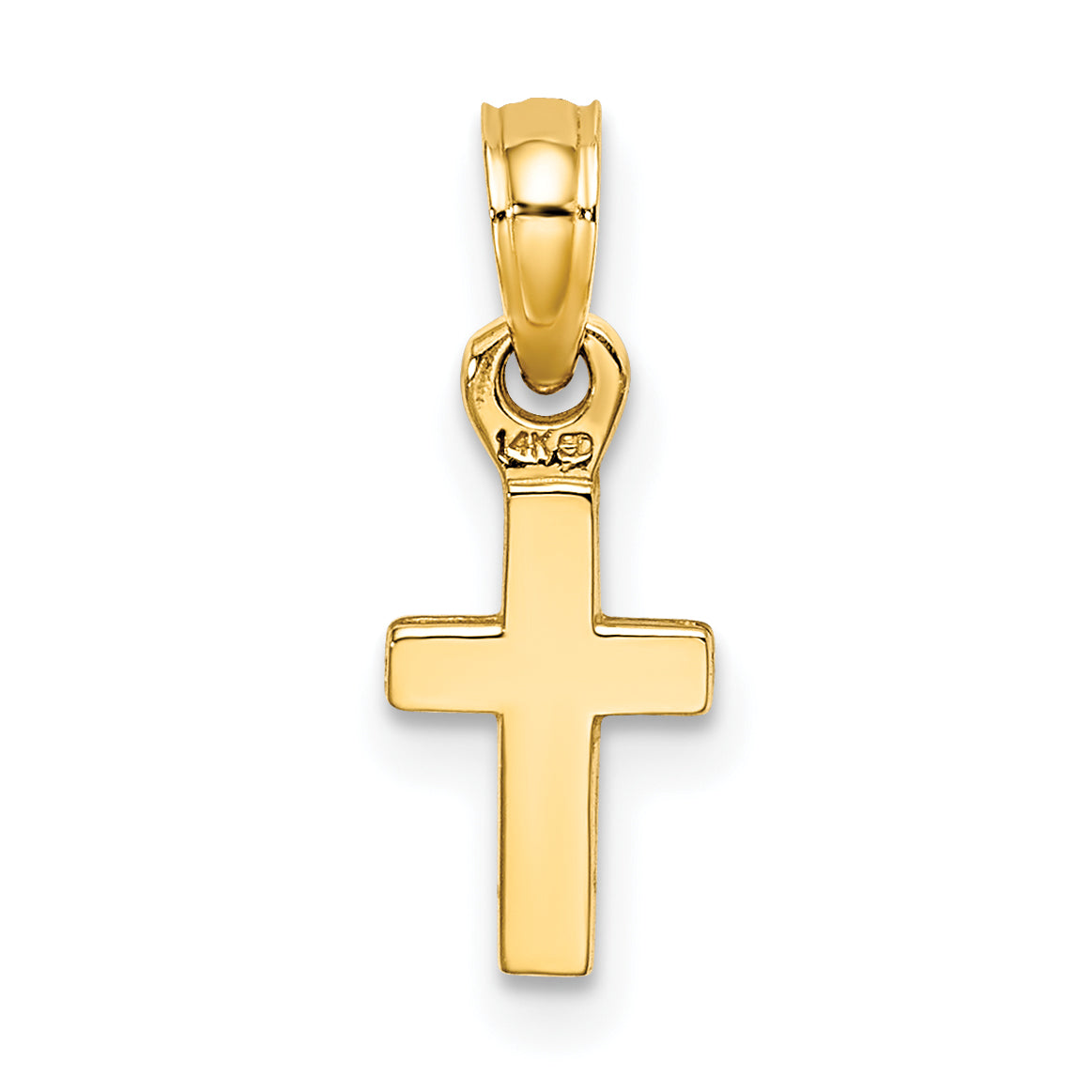 14K Yellow Gold 3-D And Polished Mini Cross Charm