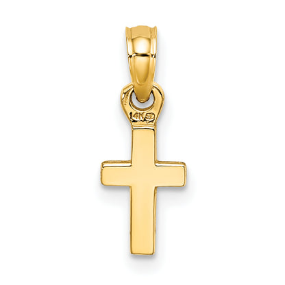 14K Yellow Gold 3-D And Polished Mini Cross Charm