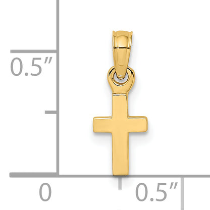14K Yellow Gold 3-D And Polished Mini Cross Charm