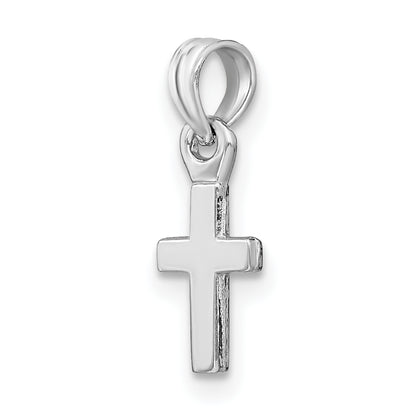 14K White Gold 3-D And Polished Mini Cross Charm