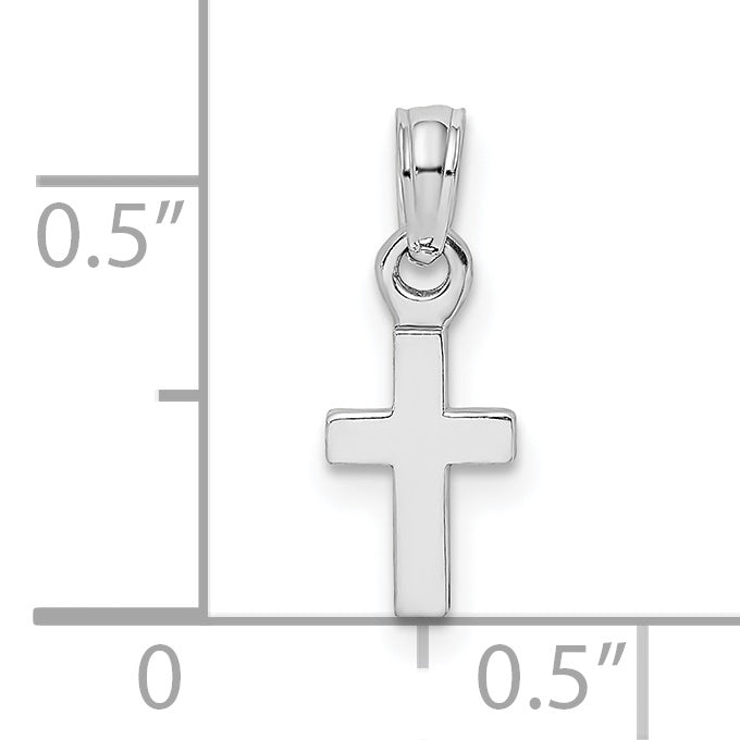 14K White Gold 3-D And Polished Mini Cross Charm
