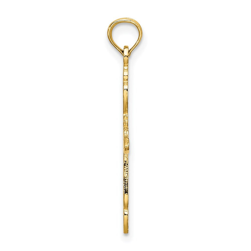 14K Yellow Gold Polished And Cut-Out Cross Charm