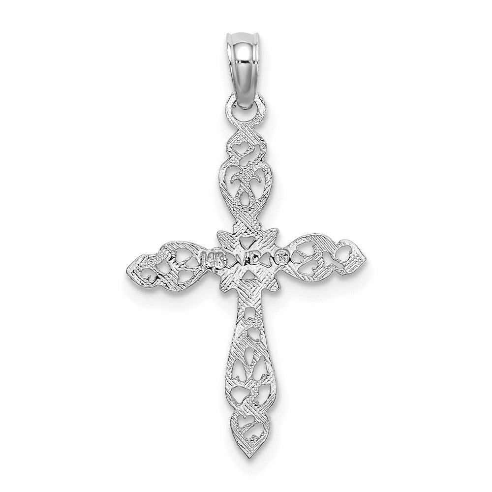 14K White Gold Polished And Cut-Out Cross Charm