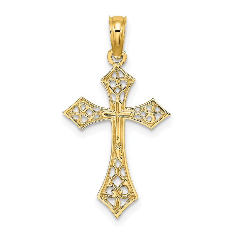 14K Yellow Gold Filigree Cross Charm