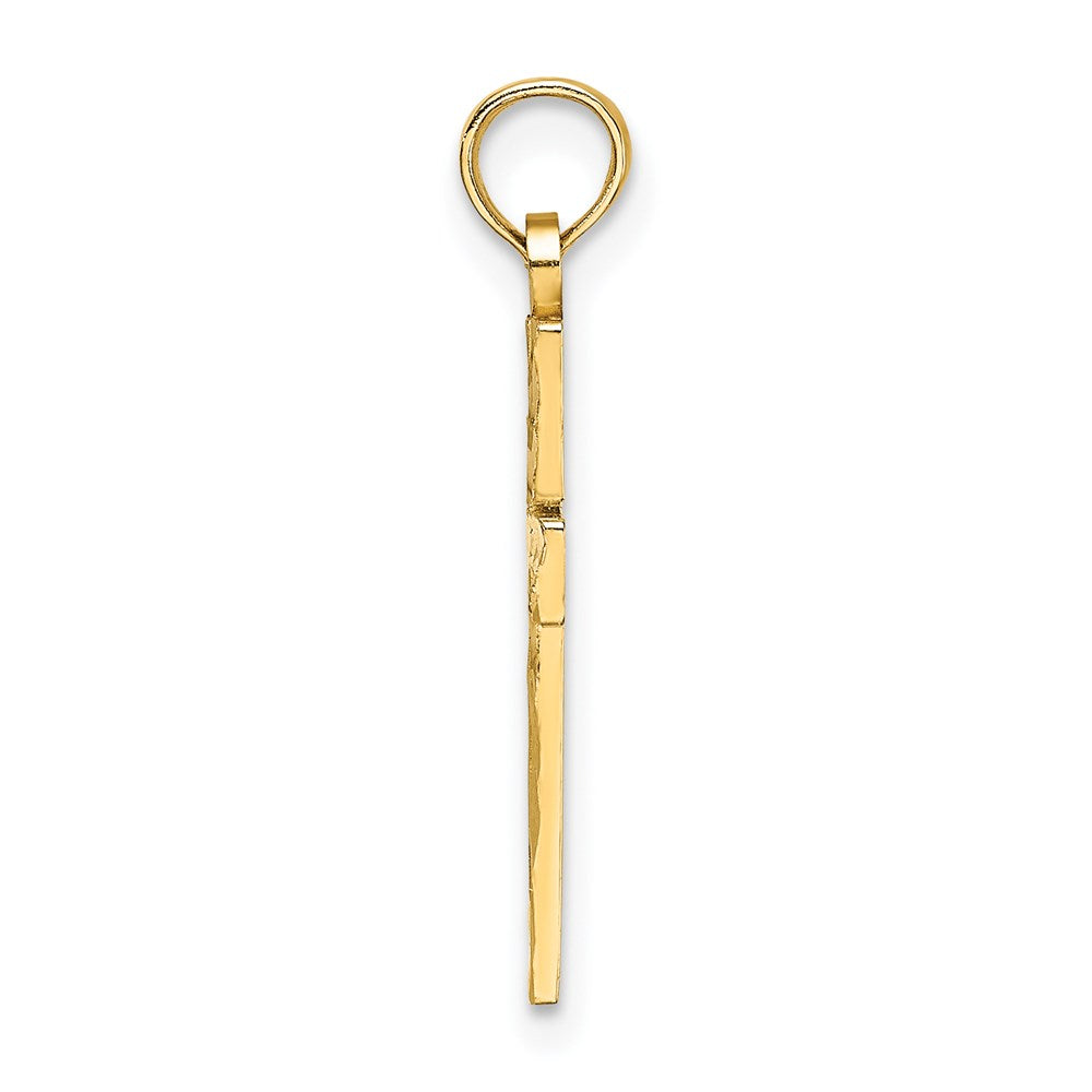 14K Yellow Gold D/C Block Cross Charm